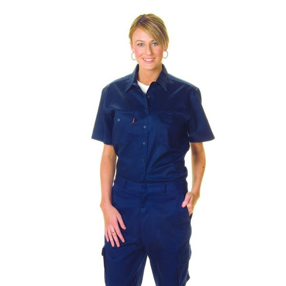 3231-Ladies Cotton Drill Work Shirt, Short Sleeve