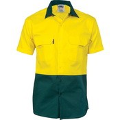 3831 HiVis Two Tone Cotton S/sleeve 190gsm Drill Shirt