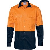 3832 - HiVis Two Tone Cotton Drill Shirt - Long Sleeve
