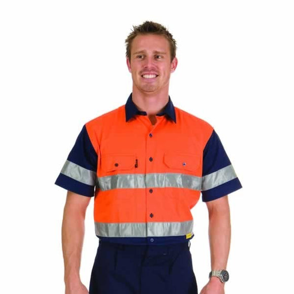 3833-HiVis Two Tone Cotton Shirt with 3M Reflective Tape, S/S