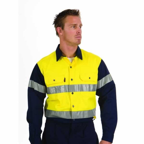 3836-HiVis Two Tone Cotton Shirt with 3M Reflective Tape, L/S