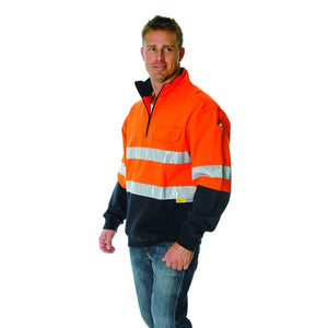 3925- HiVis Two Tone 1/2 Zip Cotton Fleecy Windcheater with 3M 8906 R/Tape