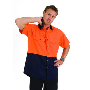 3839-HiVis Two Tone Cool-Breeze Cotton Shirt, Short Sleeve