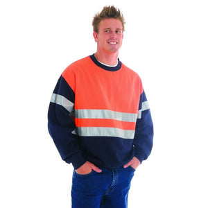 3824-HiVis Two tone Fleecy Sweat Shirt, Crew Neck with 3M Reflective Tape