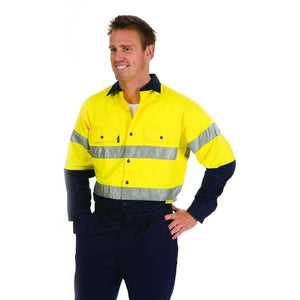3886-HiVis Two Tone Cool-Breeze Cotton Shirt with 3M Reflective Tape, L/S